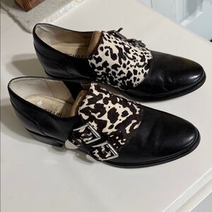 Michael Kors Black and Animal Print Loafers